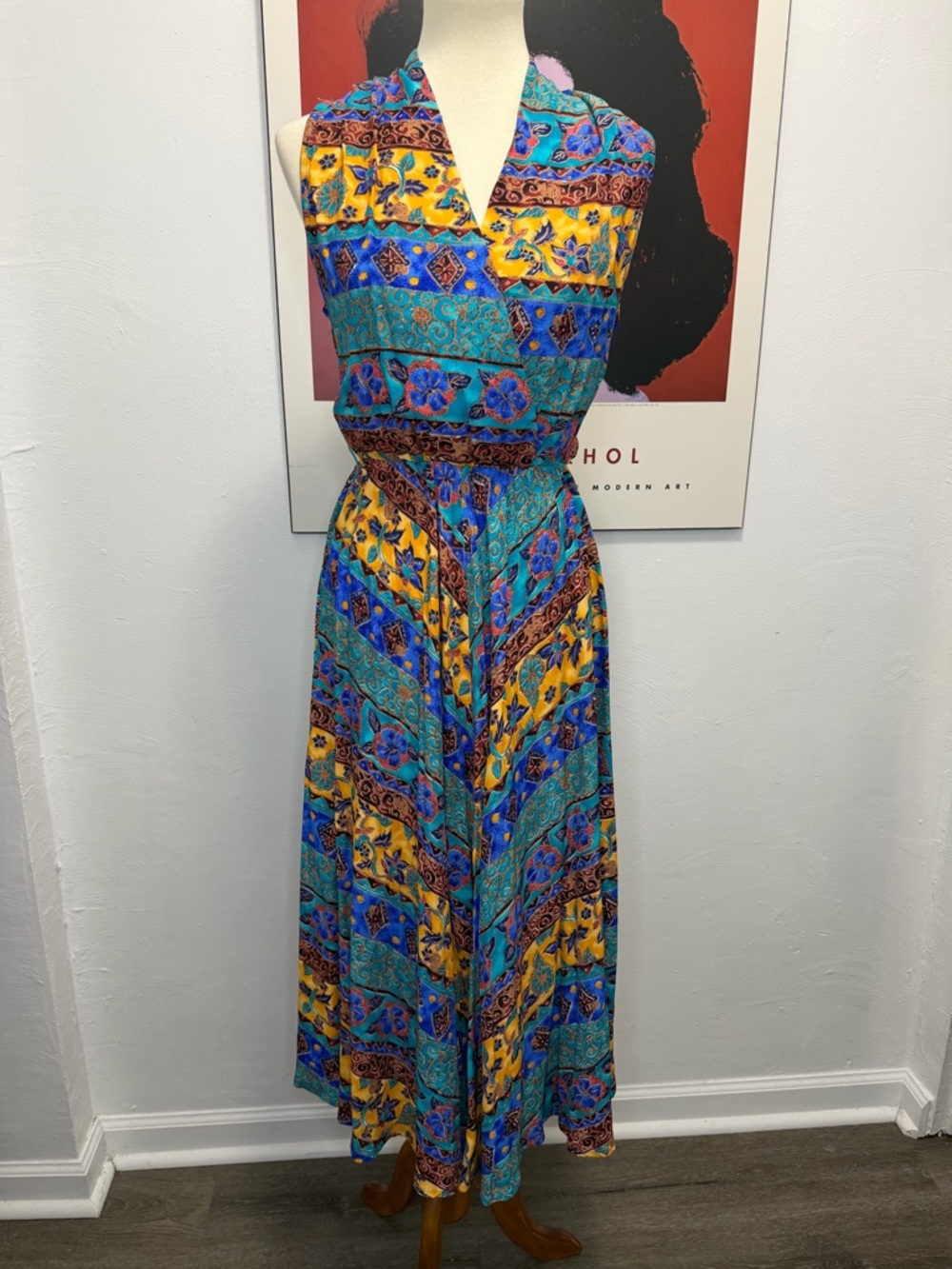 Vibrant Vintage Christie Austin Multi-Color Sleeveless Maxi Dress